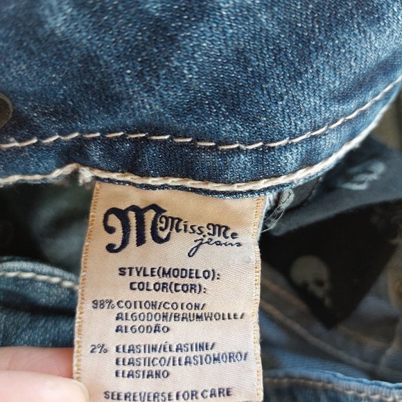 Miss Me Jeans Women's JP4009SK-2 Skinny Distressed Cuffed Leg Denim Jean Siz 26 - Picture 8 of 13